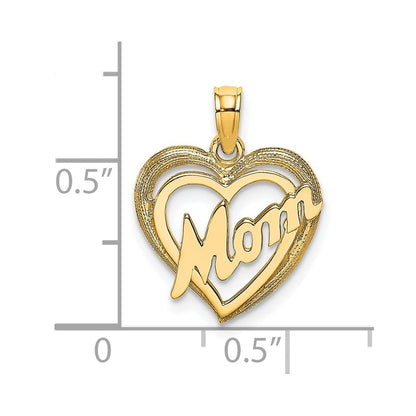 10K MOM Inside Heart Charm