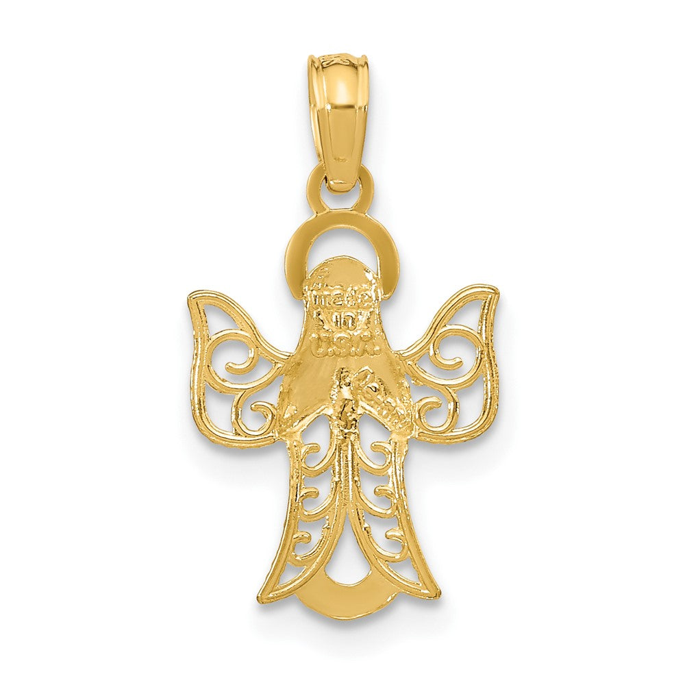 10K Angel with Filigree Cut-Out Wings Charm