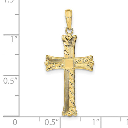 10K Textured with Square Center Cross Pendant