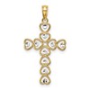 10K and White Rhodium Hearts Cross Pendant