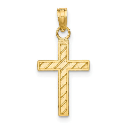 10k Diamond-cut Cross Pendant