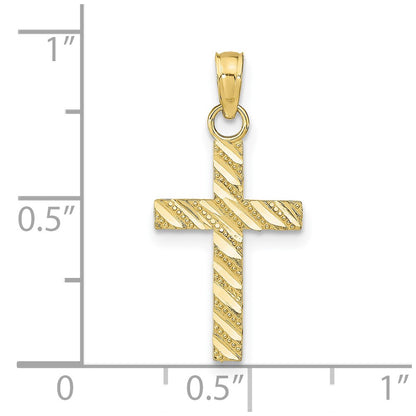 10k Diamond-cut Cross Pendant