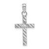 10k White Gold Diamond-cut Cross Pendant