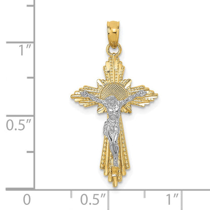10K Two-tone Diamond-cut Crucifix Pendant