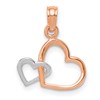 10K Two-tone Polished Intertwined Double Heart Pendant