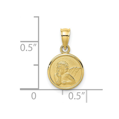 10k 10mm Textured Round Angel Coin Charm