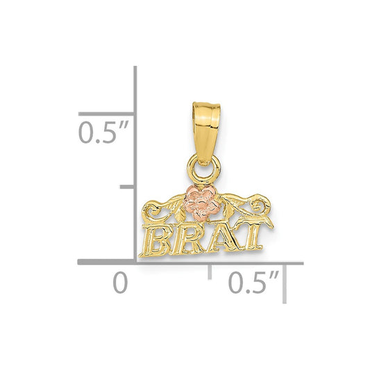 10K Rose and Yellow Gold BRAT with Flower Pendant