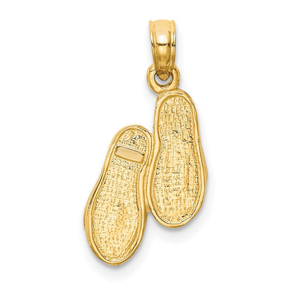 10k and White Rhodium Solid Polished Flip-flops Pendant