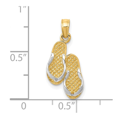 10k and White Rhodium Solid Polished Flip-flops Pendant