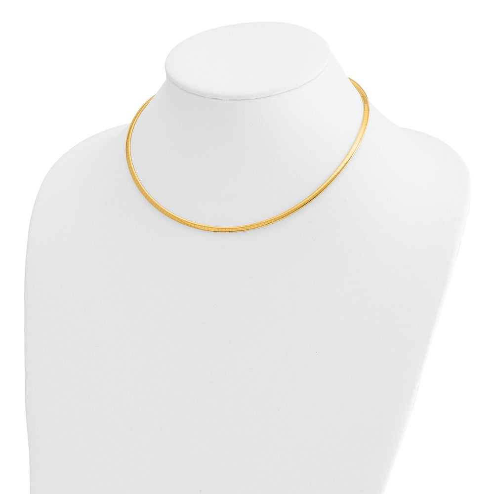 10k 3mm Domed 16 inch Omega Necklace