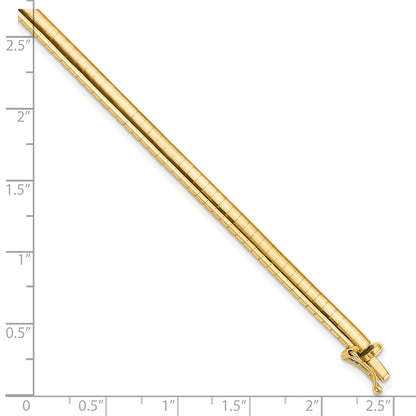 10k 4mm Domed 7 inch Omega Bracelet