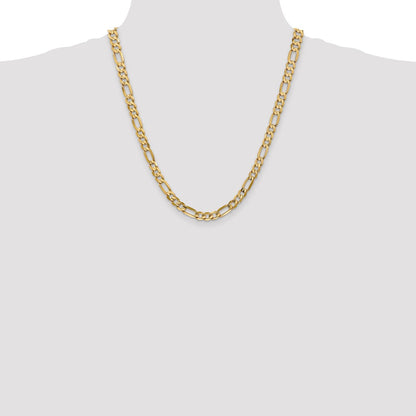 10k 6mm Concave Open Figaro Chain