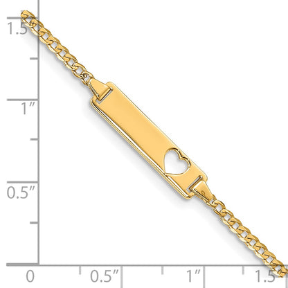 10k Polished Solid Chain/Solid Plate Curb Link Cut-out Heart 20x5mm Plate8 inch ID Bracelet