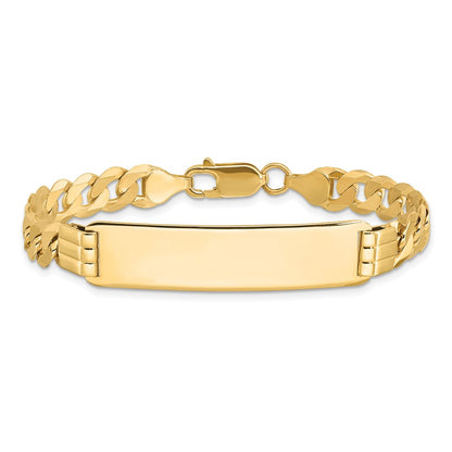 10k Polished Solid Chain/Solid Plate Curb Link 37x9mm Plate 8 inch ID Bracelet