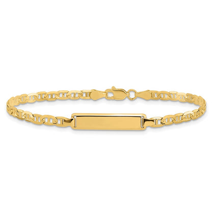 10k Polished Solid Chain/Solid Plate Anchor Link 20x5mm Plate 7 inch ID Bracelet