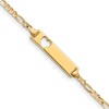 10k Polished Solid Chain/Solid Plate Figaro Link Cut-out Heart 20x5mm Plate 7 inch ID Bracelet