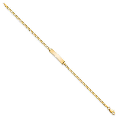 10k Polished Solid Chain/Solid Plate Flat Curb Link 22x5mm Plate 7 inch ID Bracelet