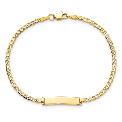 10k Polished Solid Chain/Solid Plate Flat Curb Link 22x5mm Plate 7 inch ID Bracelet