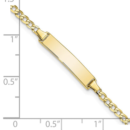 10k Polished Solid Chain/Solid Plate Flat Curb Link 22x5mm Plate 7 inch ID Bracelet