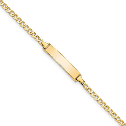 10k Polished Solid Chain/Solid Plate Flat Curb Link 22x5mm Plate 7 inch ID Bracelet