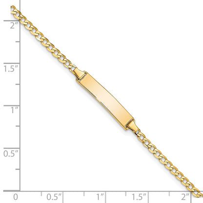 10k Polished Solid Chain/Solid Plate Flat Curb Link 22x5mm Plate 8 inch ID Bracelet