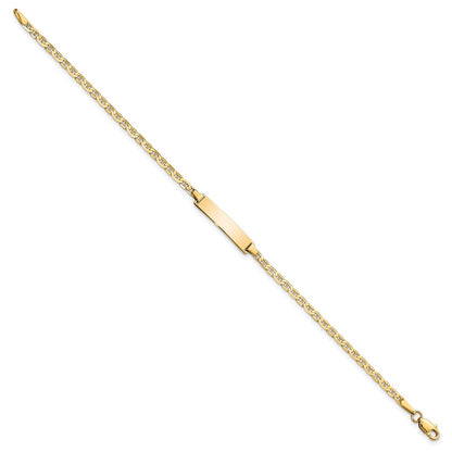 10k Polished Solid Chain/Solid Plate Flat Anchor Link 22x5mm Plate 7 inch ID Bracelet