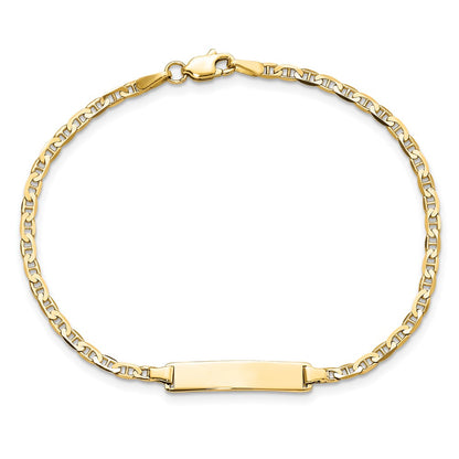 10k Polished Solid Chain/Solid Plate Flat Anchor Link 22x5mm Plate 7 inch ID Bracelet