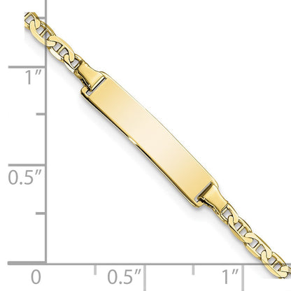 10k Polished Solid Chain/Solid Plate Flat Anchor Link 22x5mm Plate 7 inch ID Bracelet