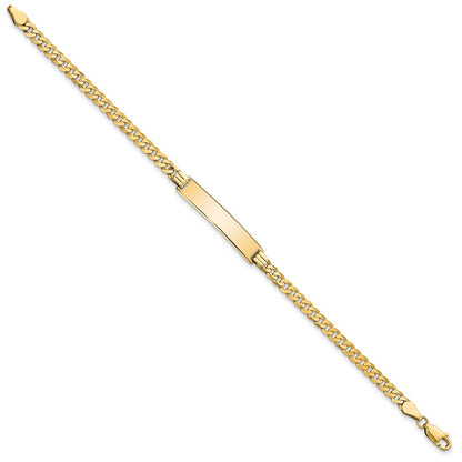 10k Polished Solid Chain/Solid Plate Flat Curb Link 27x5mm Plate 7 inch ID Bracelet