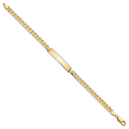 10k Polished Solid Chain/Solid Plate Flat Curb Link 32x6mm Plate 7 inch ID Bracelet