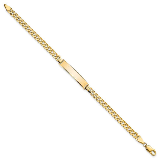 10k Polished Solid Chain/Solid Plate Flat Curb Link 32x6mm Plate 8 inch ID Bracelet