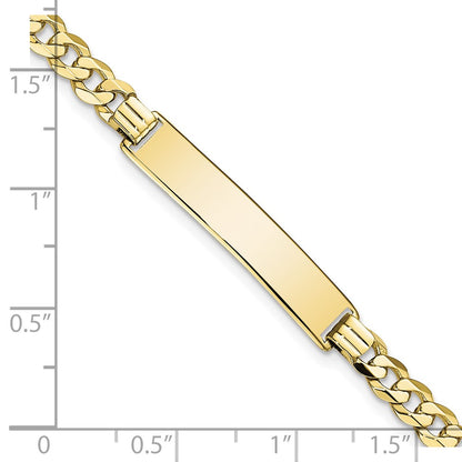 10k Polished Solid Chain/Solid Plate Flat Curb Link 32x6mm Plate 7 inch ID Bracelet