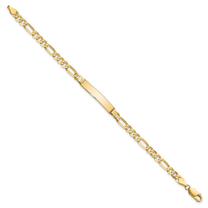 10k Polished Solid Chain/Solid Plate Flat Figaro Link 27x5mm Plate 7 inch ID Bracelet