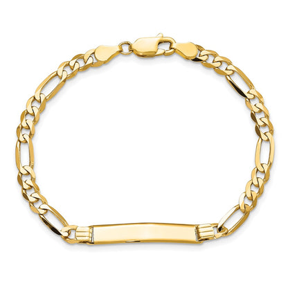10k Polished Solid Chain/Solid Plate Flat Figaro Link 27x5mm Plate 7 inch ID Bracelet