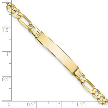 10k Polished Solid Chain/Solid Plate Flat Figaro Link 27x5mm Plate 8 inch ID Bracelet