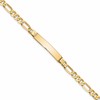 10k Polished Solid Chain/Solid Plate Flat Figaro Link 27x5mm Plate 7 inch ID Bracelet