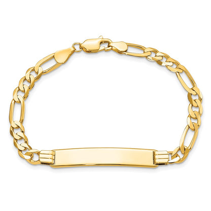 10k Polished Solid Chain/Solid Plate Flat Figaro Link 33x7mm Plate 7 inch ID Bracelet