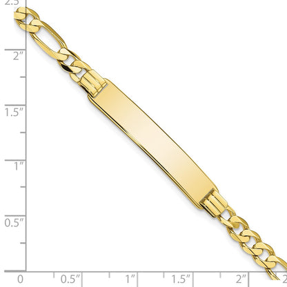 10k Polished Solid Chain/Solid Plate Flat Figaro Link 33x7mm Plate 8 inch ID Bracelet