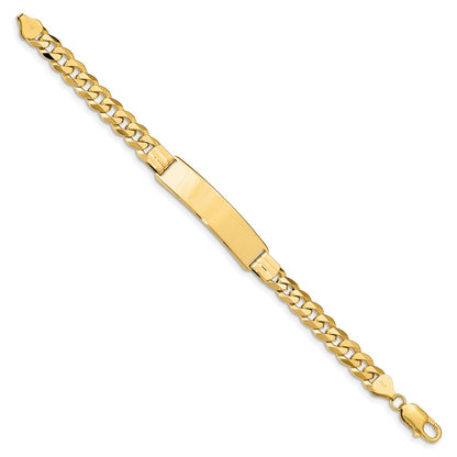 10k Polished Solid Chain/Solid Plate Flat Curb Link 37x9mm Plate 8 inch ID Bracelet