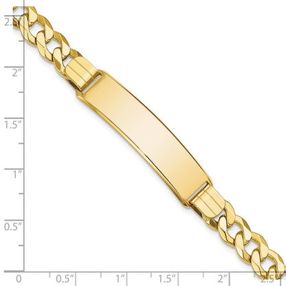 10k Polished Solid Chain/Solid Plate Flat Curb Link 37x9mm Plate 8 inch ID Bracelet