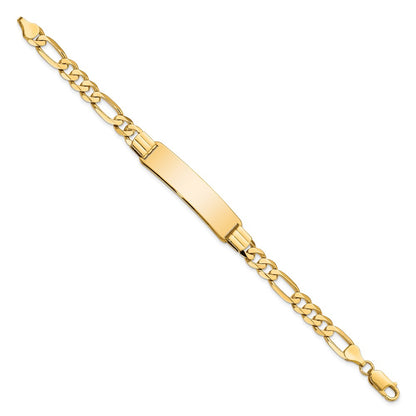 10k Polished Solid Chain/Solid Plate Flat Figaro Link 37x9mm Plate 8 inch ID Bracelet