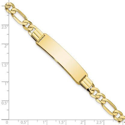 10k Polished Solid Chain/Solid Plate Flat Figaro Link 37x9mm Plate 8 inch ID Bracelet