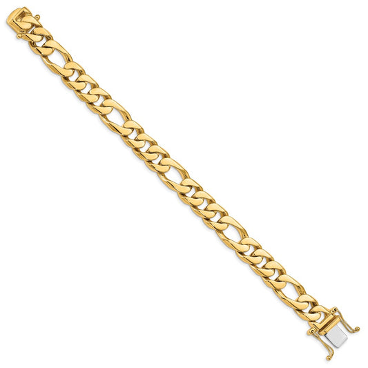 10K 11mm Hand-Polished Figaro Link 8 inch Bracelet