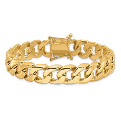 10k 13.4mm Hand-Polished Rounded Curb Link 9 inch Bracelet