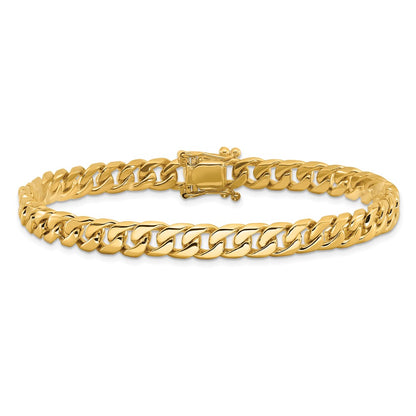 10k 6.8mm Hand-Polished Flat Beveled Curb Link 8 inch Bracelet