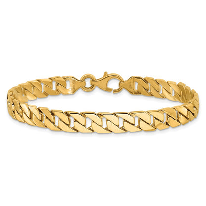 10k 7.4mm Hand-Polished Fancy Curb Link 8 inch Bracelet