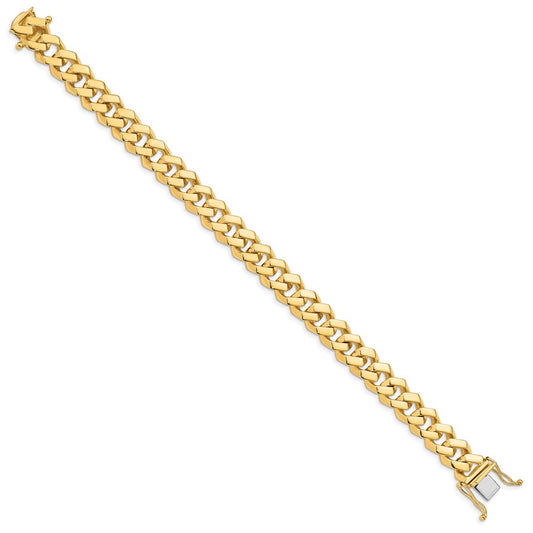 10k 10mm Hand-Polished Fancy Curb Link 9 inch Bracelet