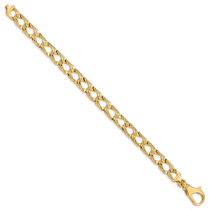 10k 8.6mm Hand-Polished and Textured Fancy Curb Link 8 inch Bracelet