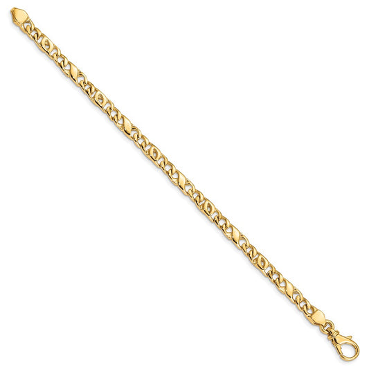 10k 4.8mm Hand Polished Fancy Link 8 inch Bracelet