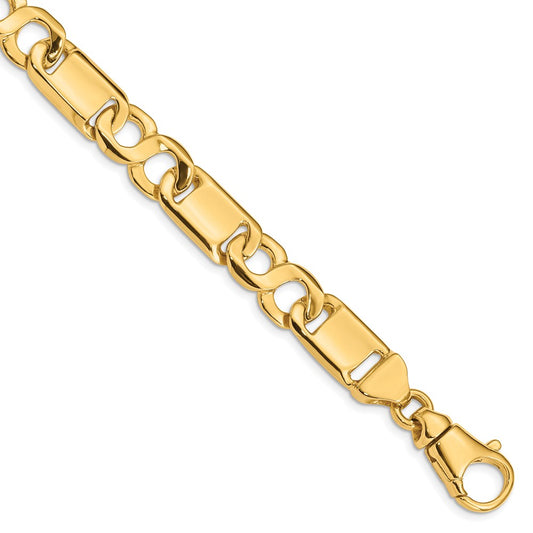 10k 10.4mm Hand-polished Fancy Link Bracelet